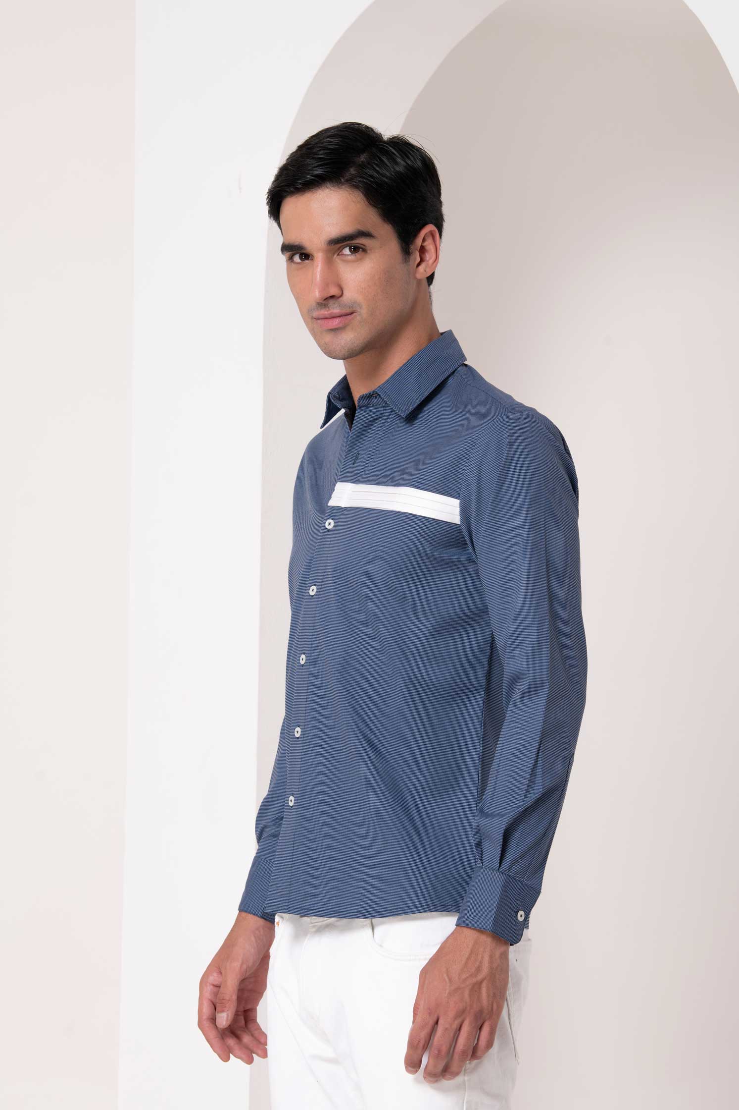 Azure Blue Textured Shirt