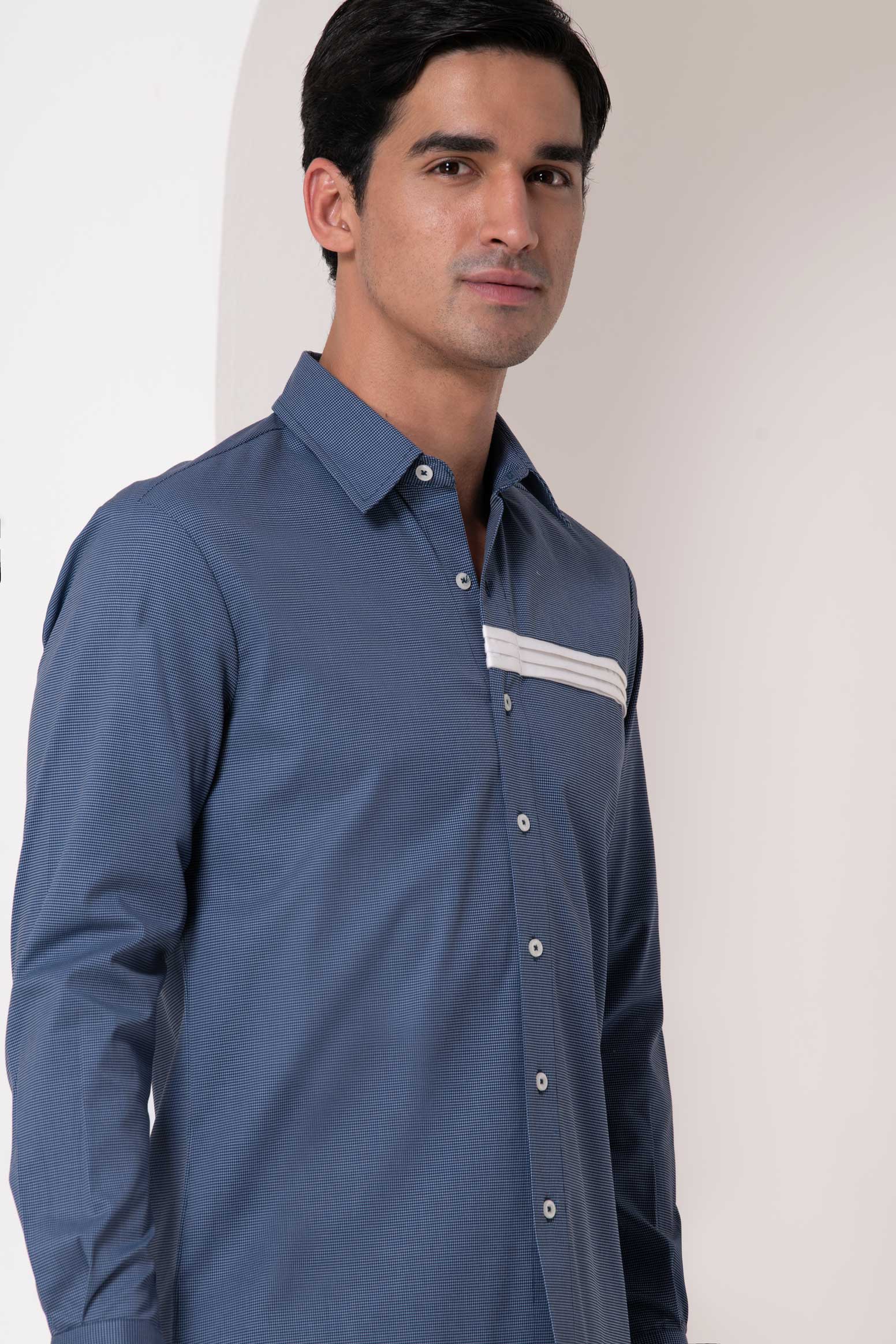 Azure Blue Textured Shirt