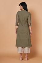 Deep Green Schiffli Design A-Line Solid Kurta