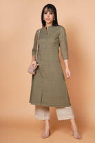 Deep Green Schiffli Design A-Line Solid Kurta