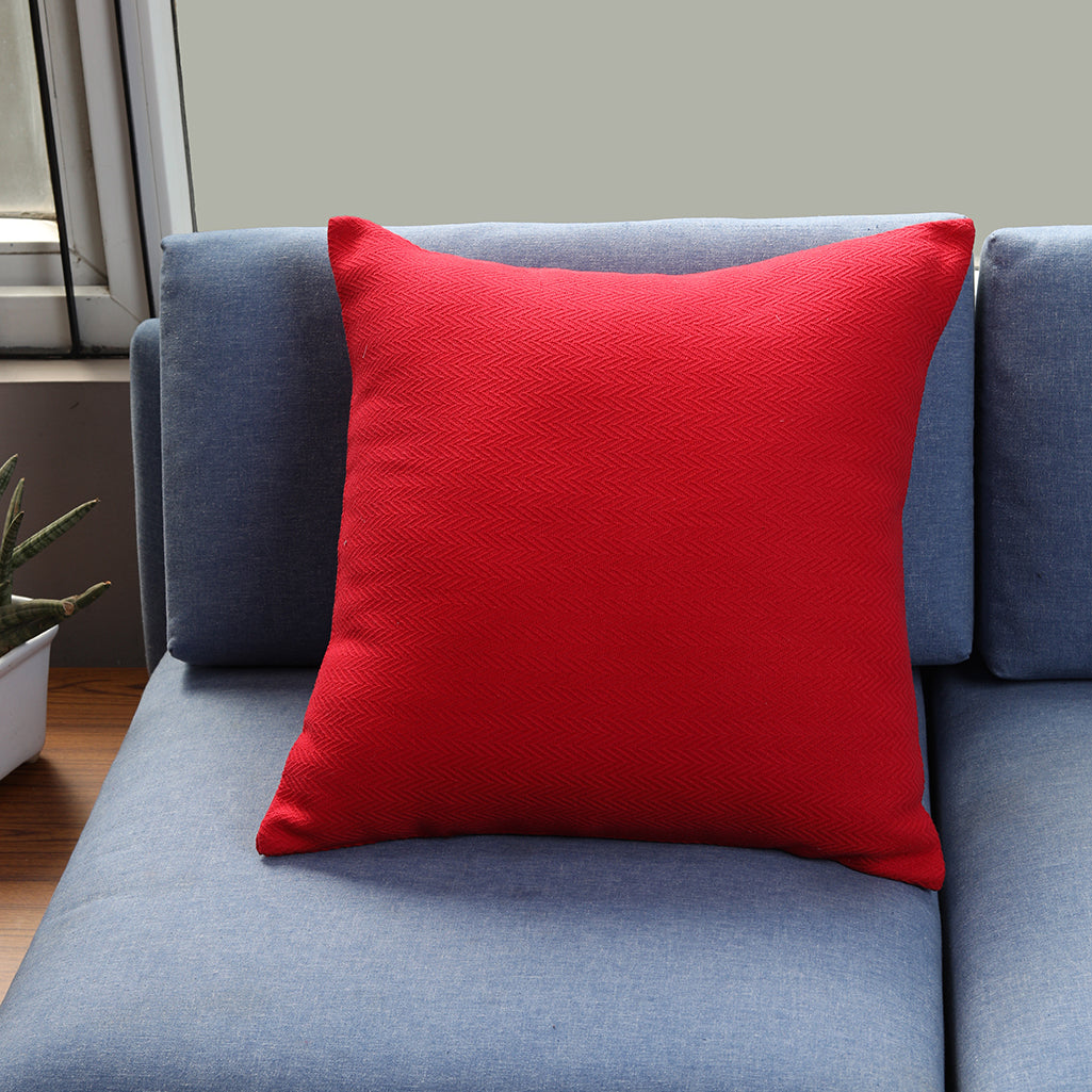 Bright Red Textured Cushion Cover (Pack of 1 Piece)
