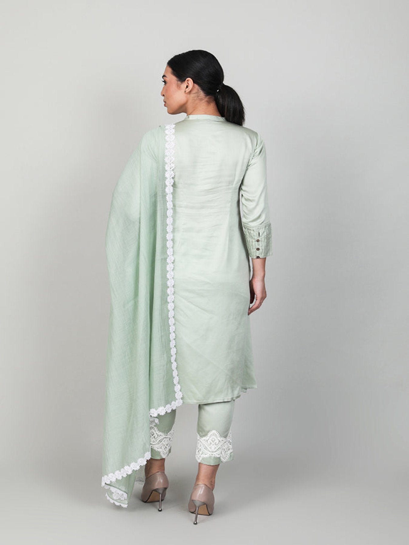 Mint Green Pleated Kurta Set