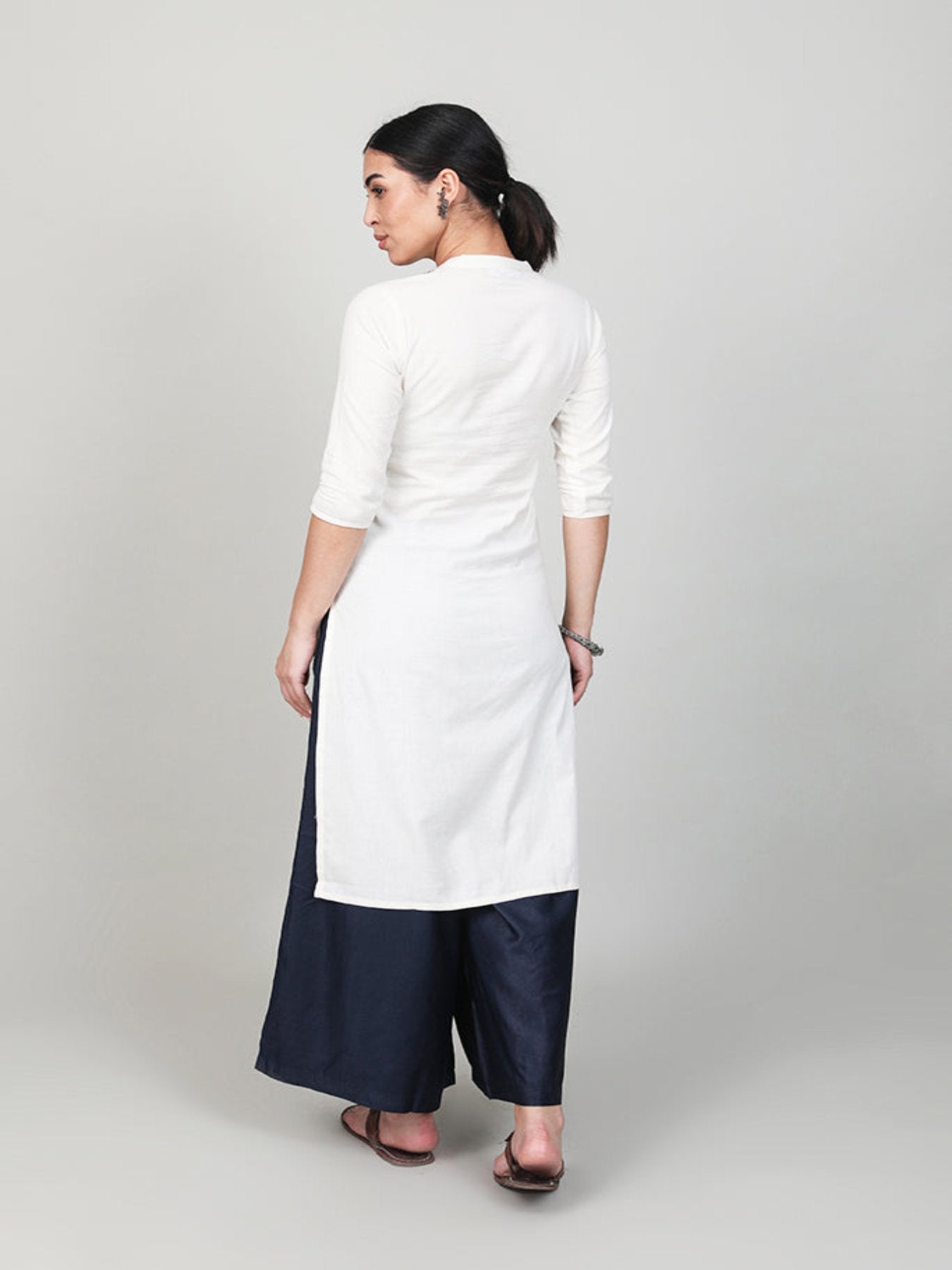 Natural Embroidered Kurta