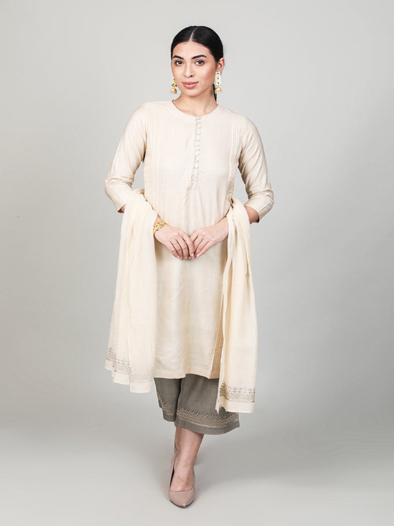 Chevron Embroidered Kurta Set