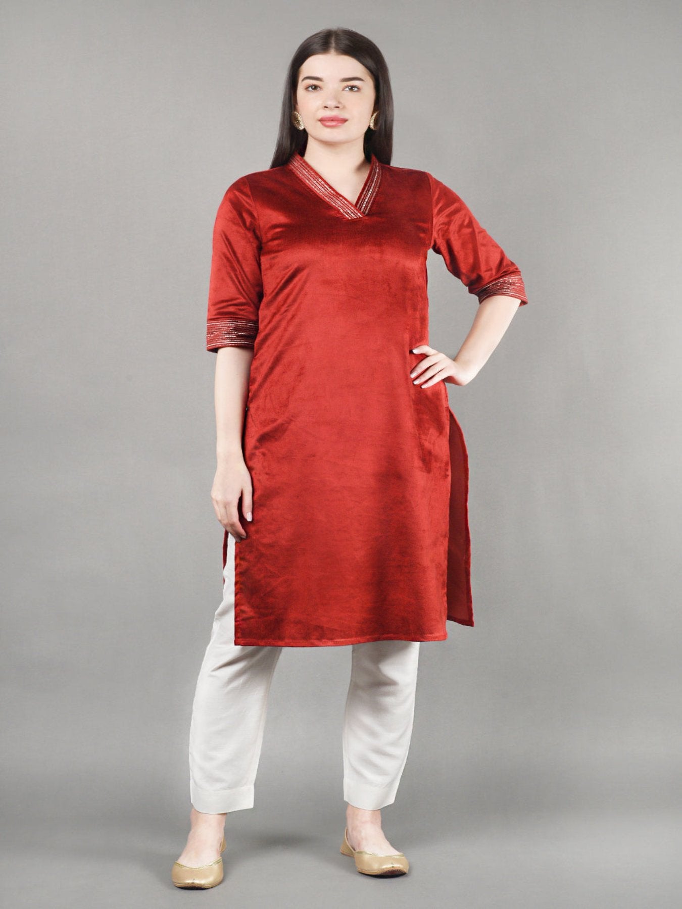 Linear Velvet Kurta