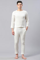 Men Solid White Regular Fit Loungewear