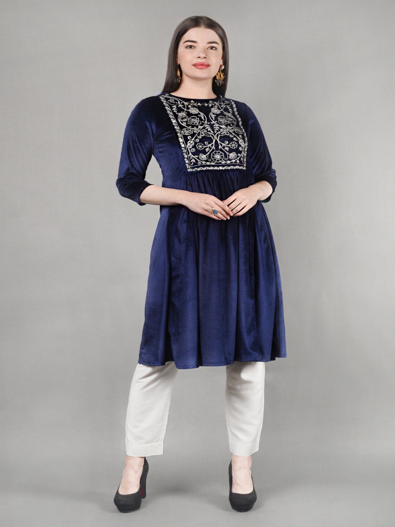 Royal Blue Velvet Kurta