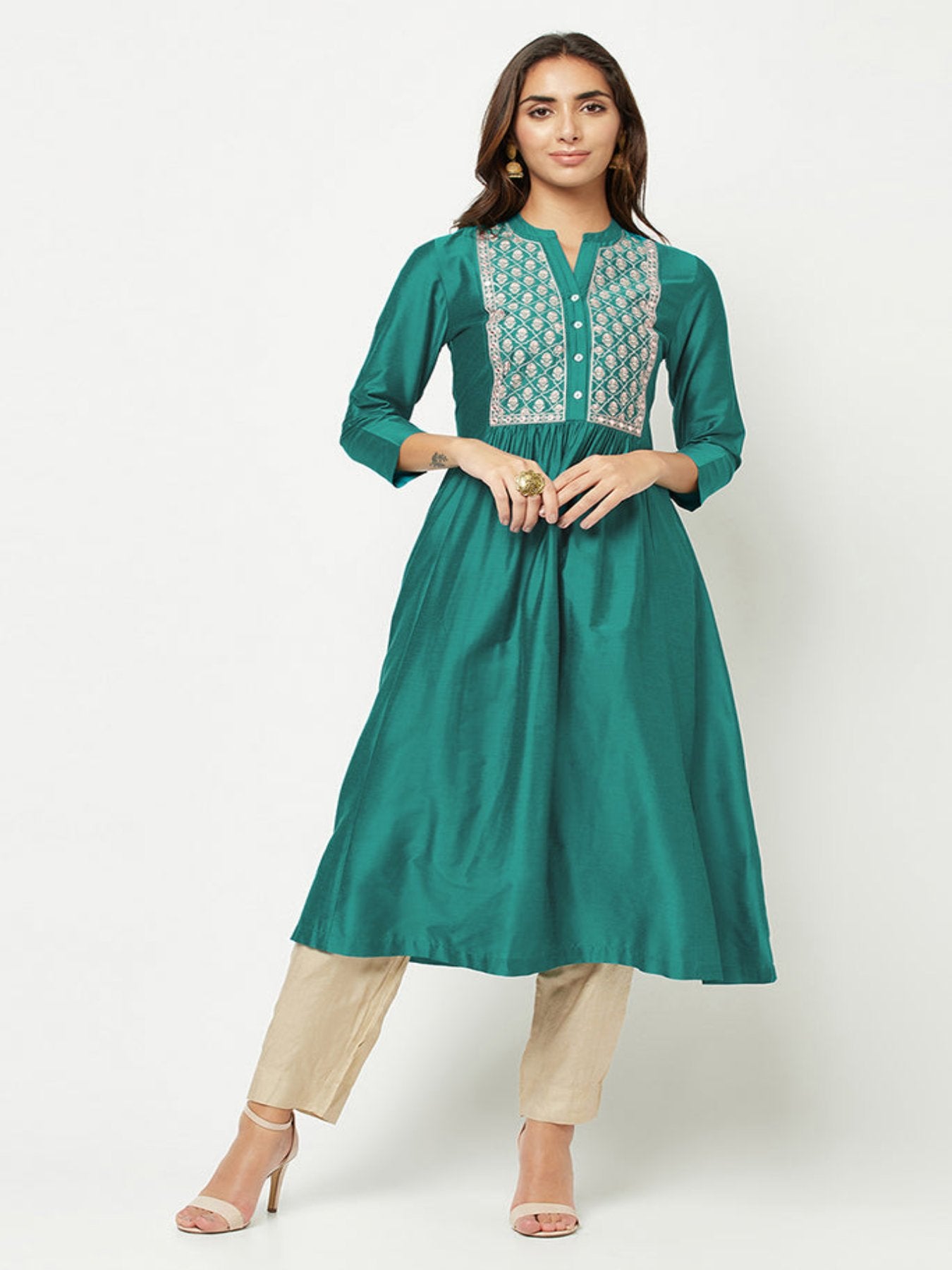 Embroidered Flared Kurta