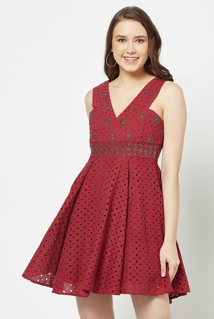 Red Schiffli Dress