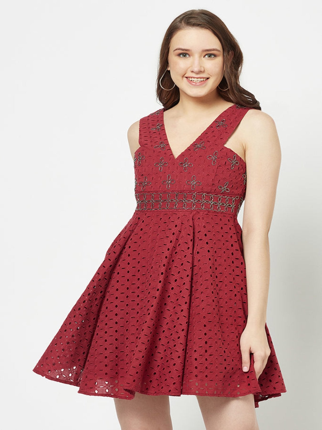 Red Schiffli Dress