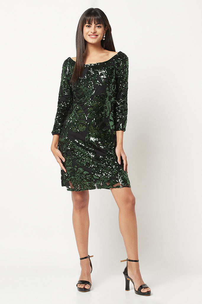 Green Sequin Party Dress