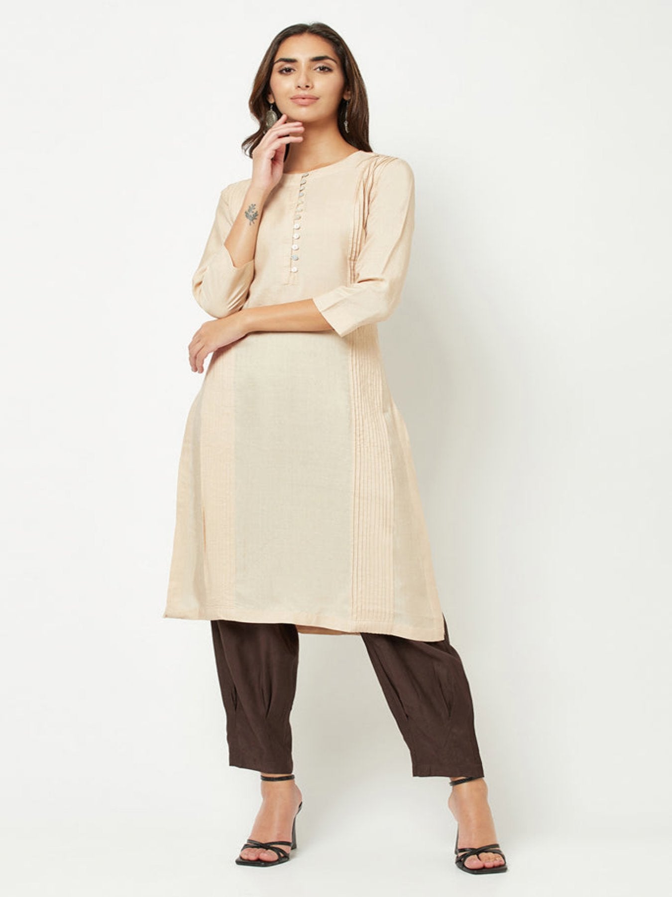 Beige Straight Fit Kurta