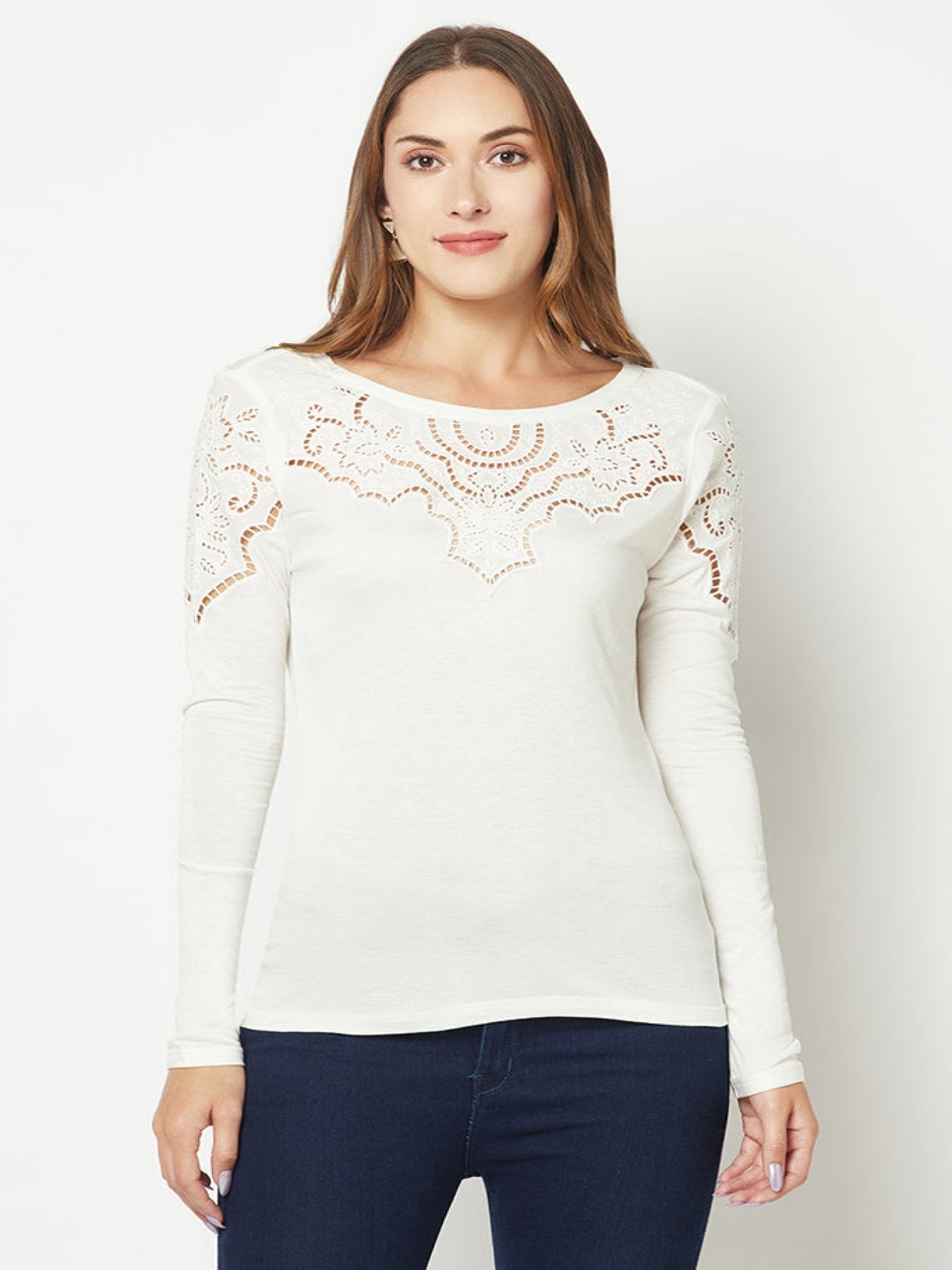 White Embroidered Top