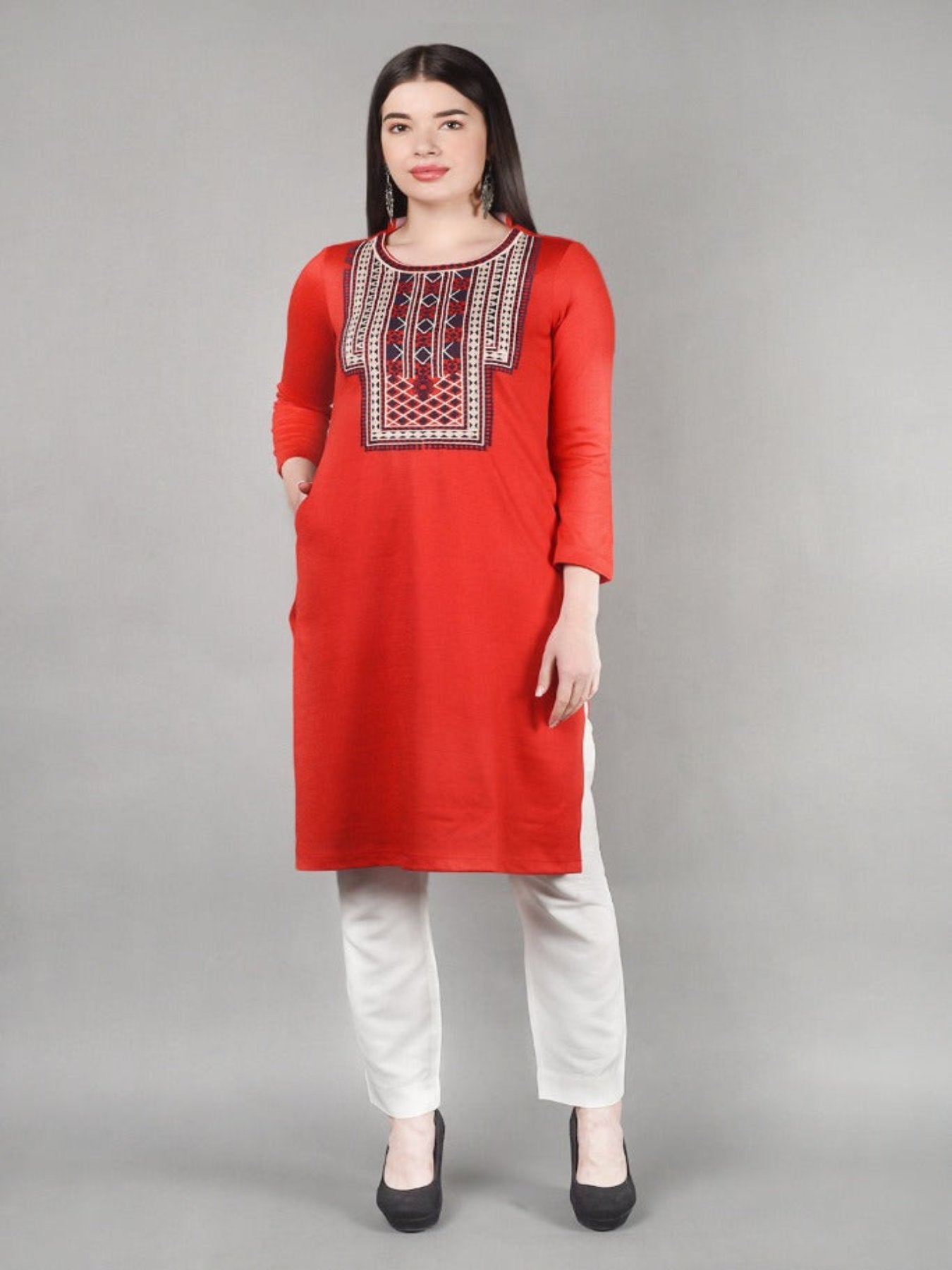 Neck Embroidered Short Kurta