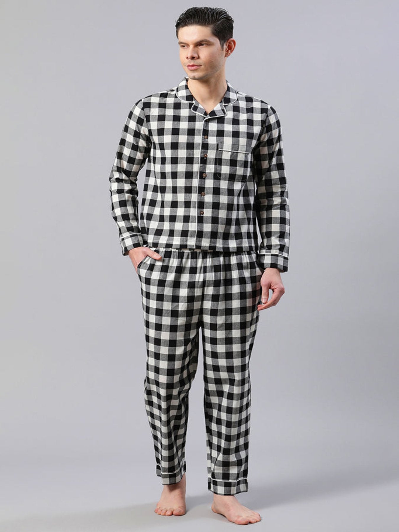 Black And White Check Print Loungewear