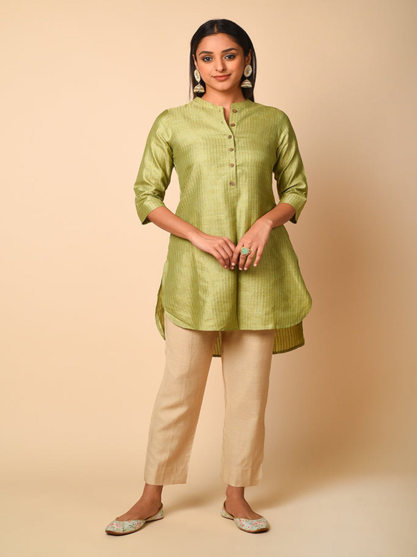 Sleek Green High-Low Kurta Set