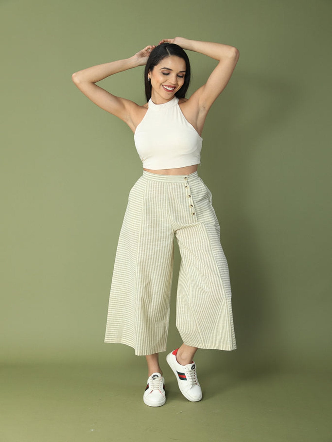 Striped n Snazzy Halter Neck Culotte Set