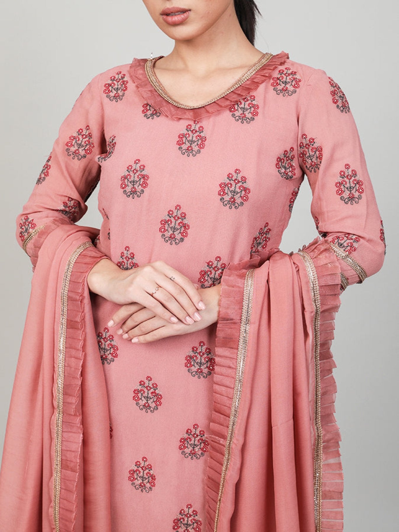 Ruffle Rosewood Kurta Set