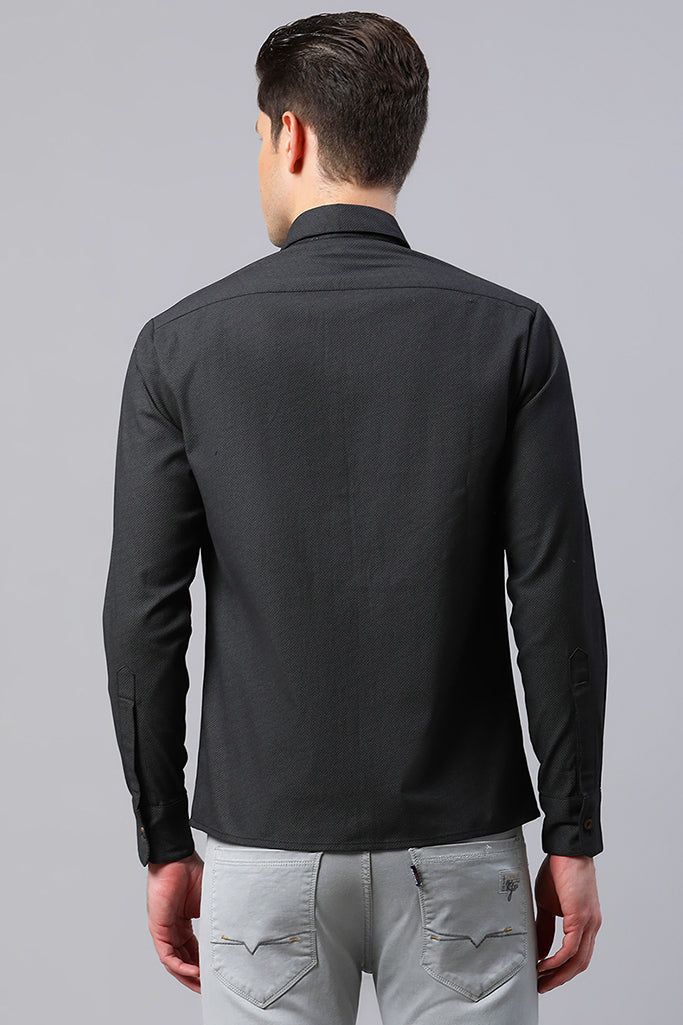 Black Geometrical Embroidered Shirt