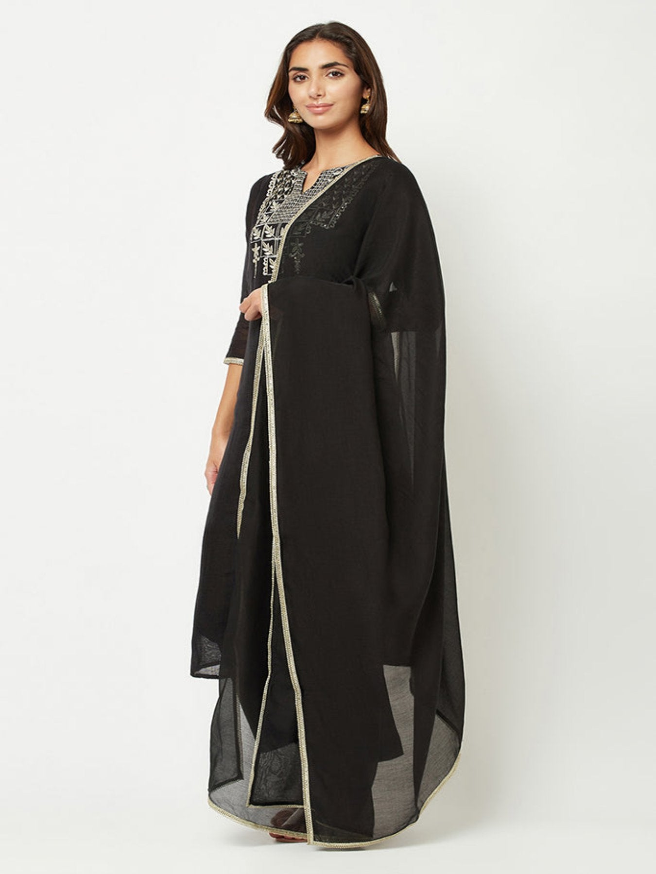 Black Embroidered Kurta Set