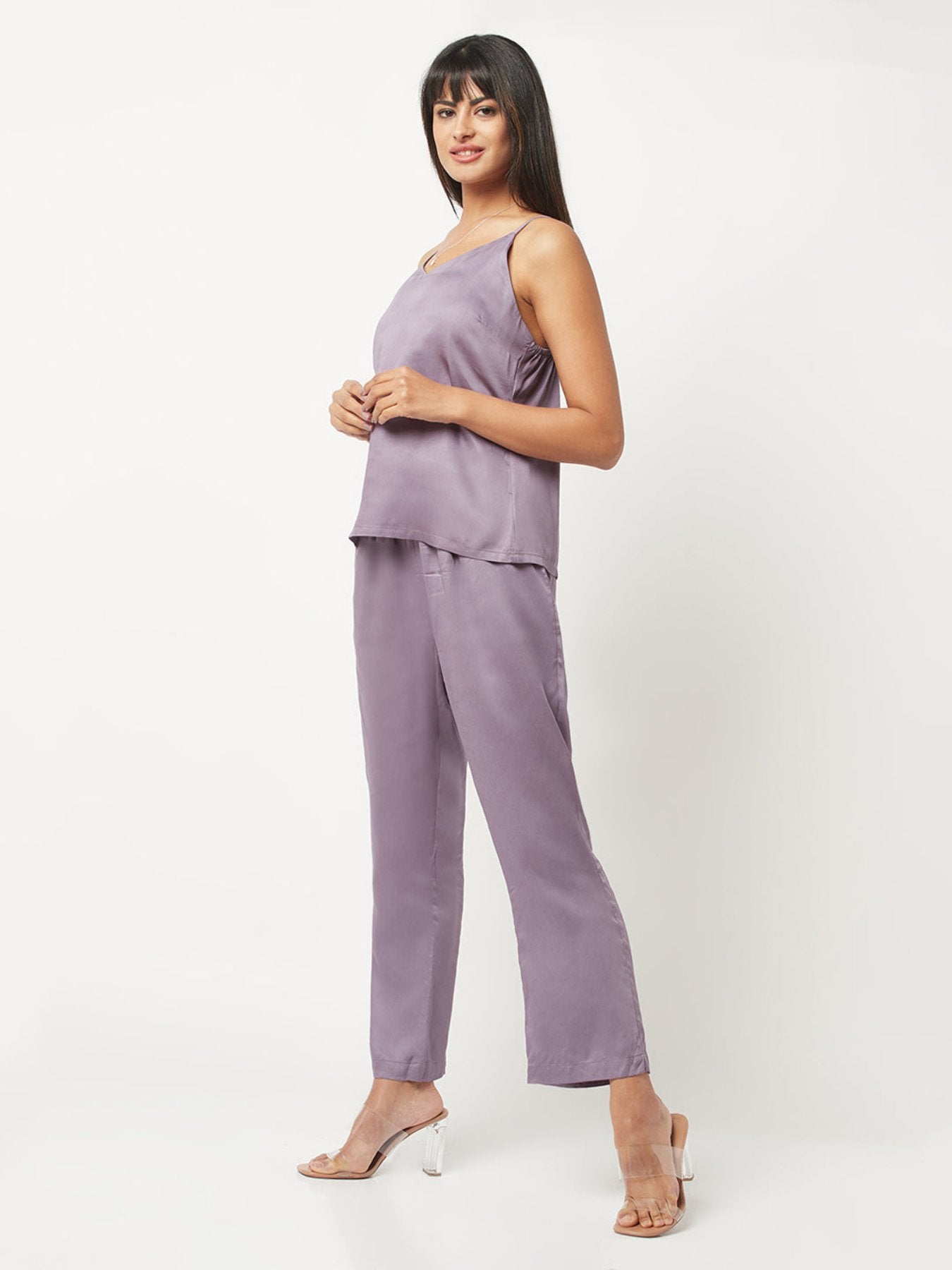 Purple Satin Lounge Wear Set