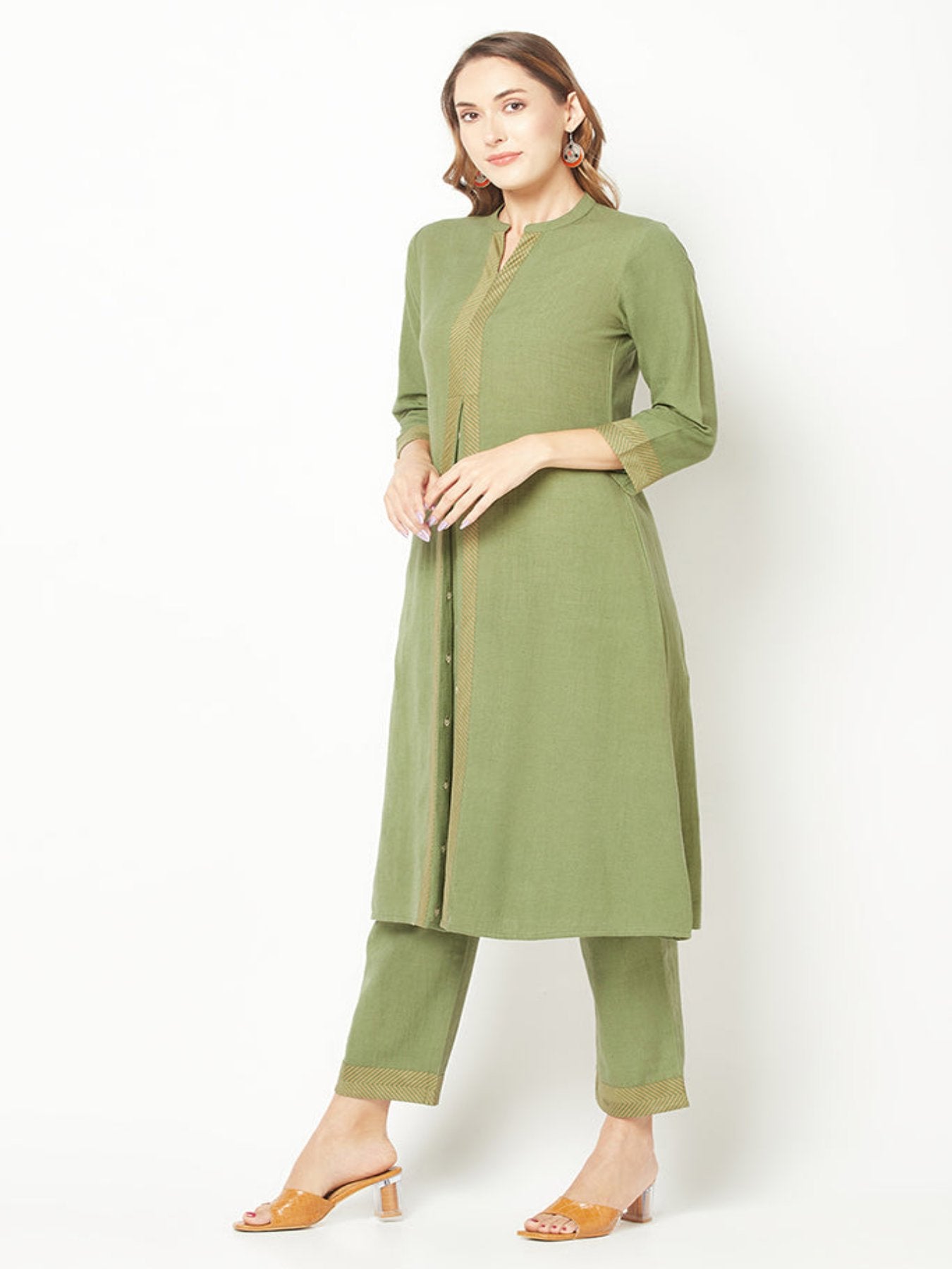 Green Embroidered Kurta Set