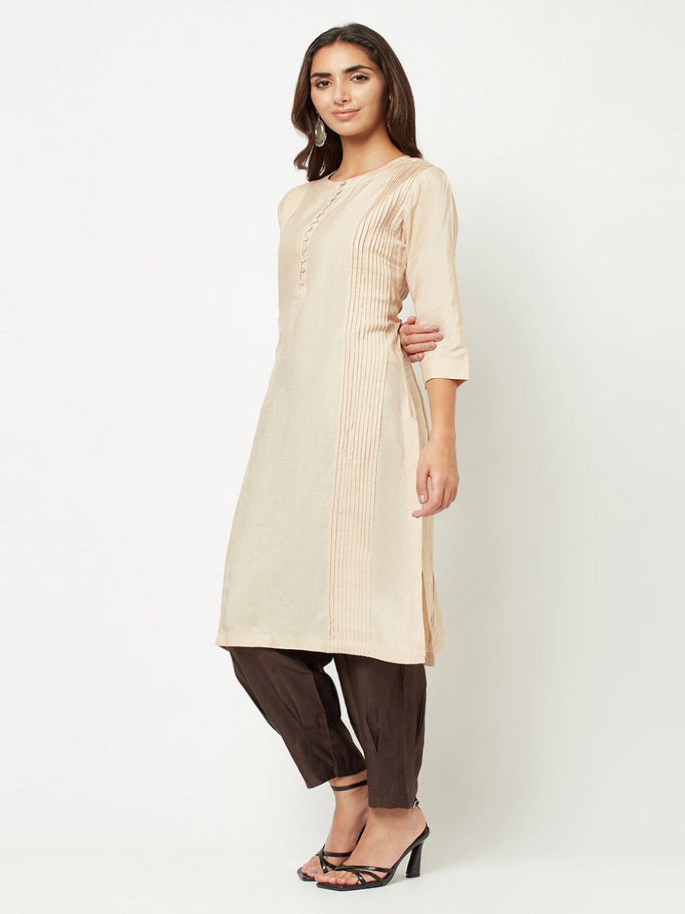 Beige Straight Fit Kurta