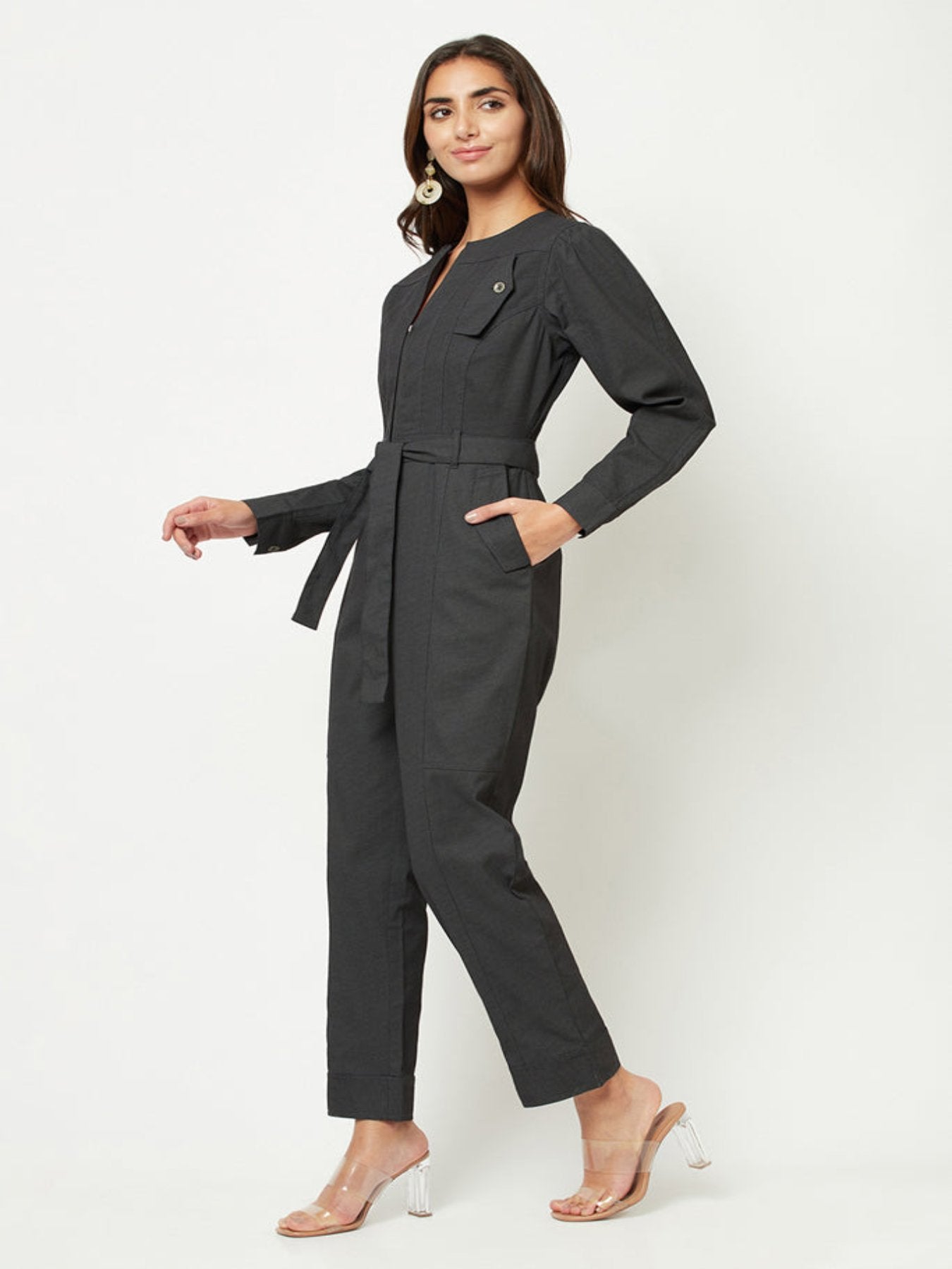 BLACK TXT JUMPSUIT