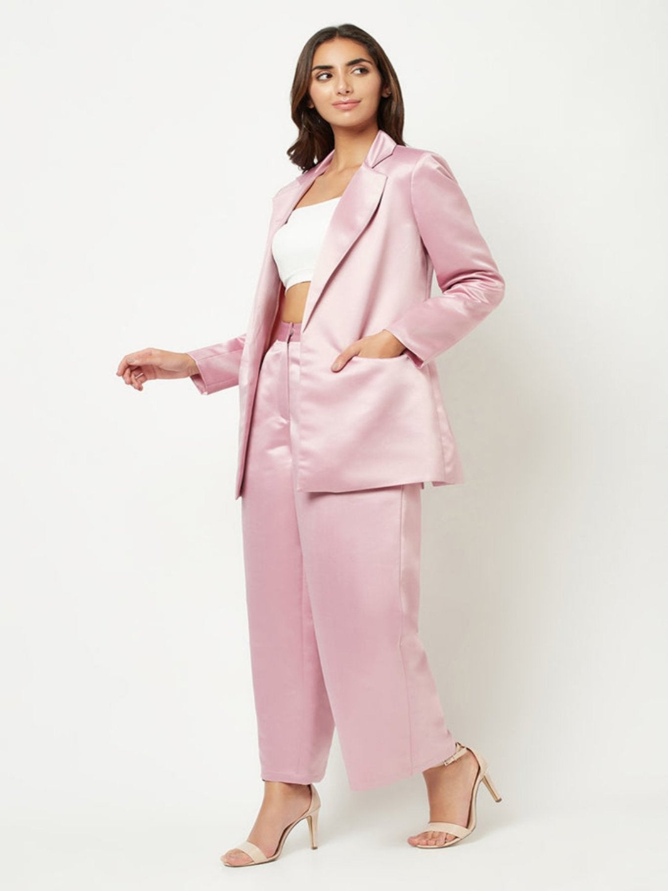 Pink Satin Powersuit