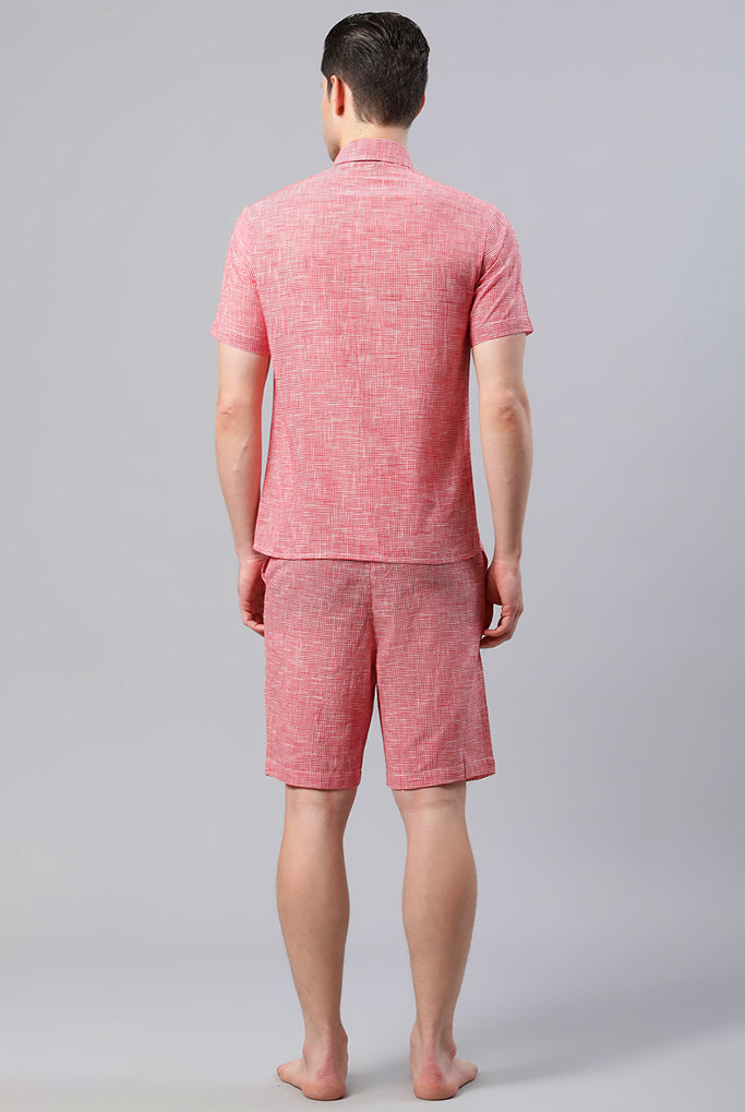 Men Solid Pink Regular Fit Loungewear