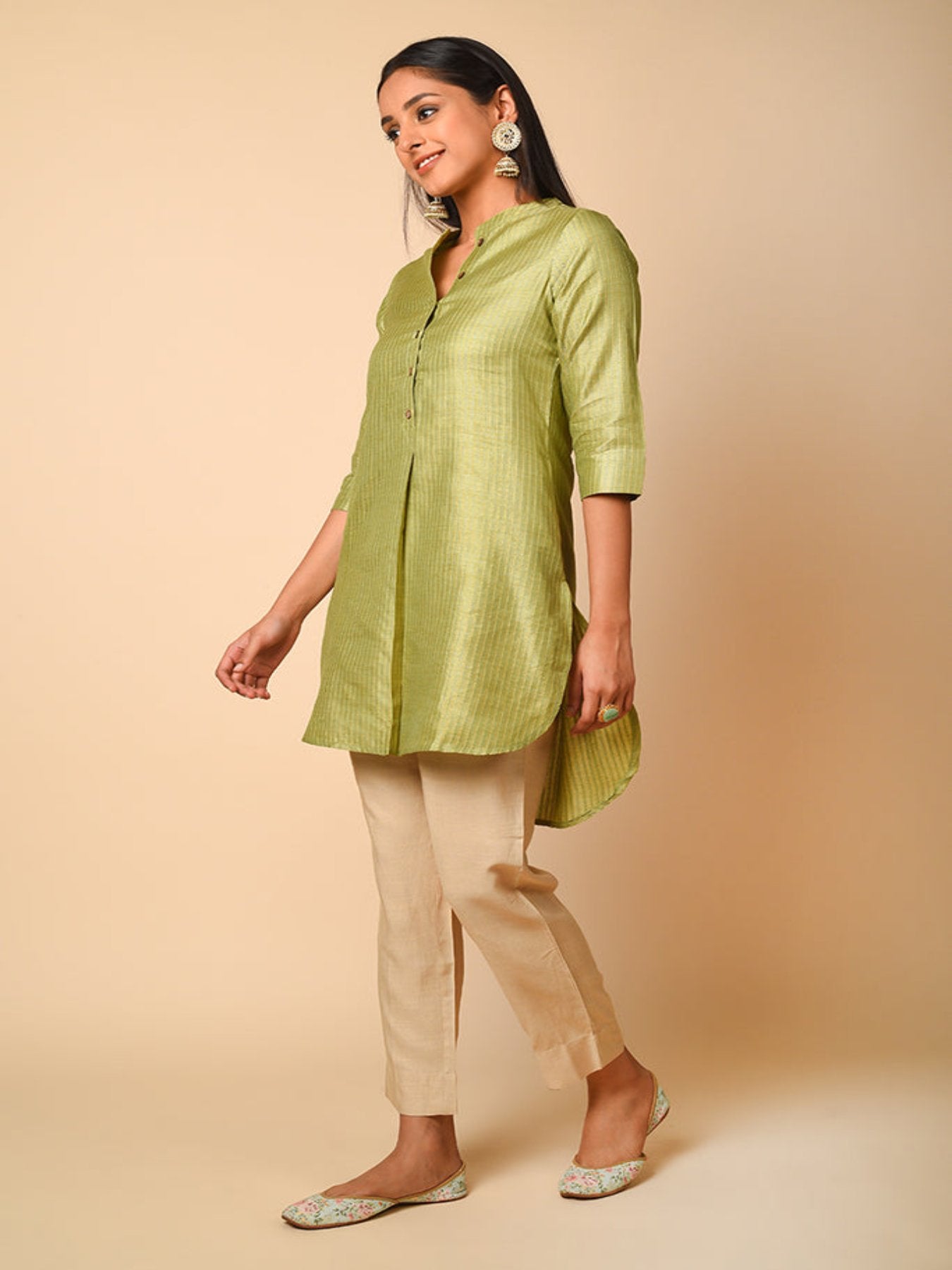 Sleek Green High-Low Kurta Set