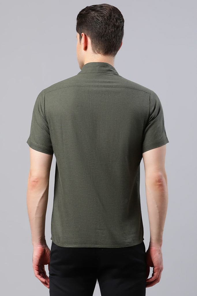 Deep Olive Solid Slim Shirt