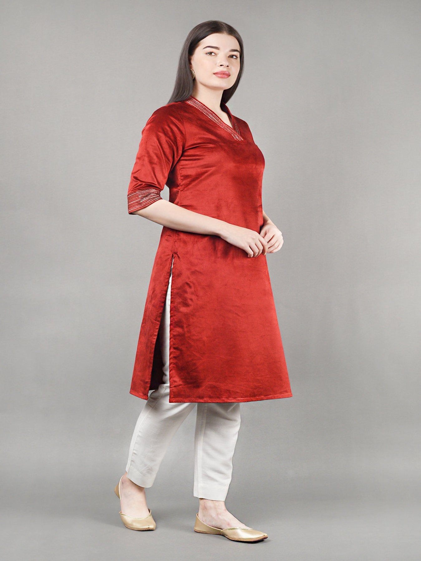 Linear Velvet Kurta