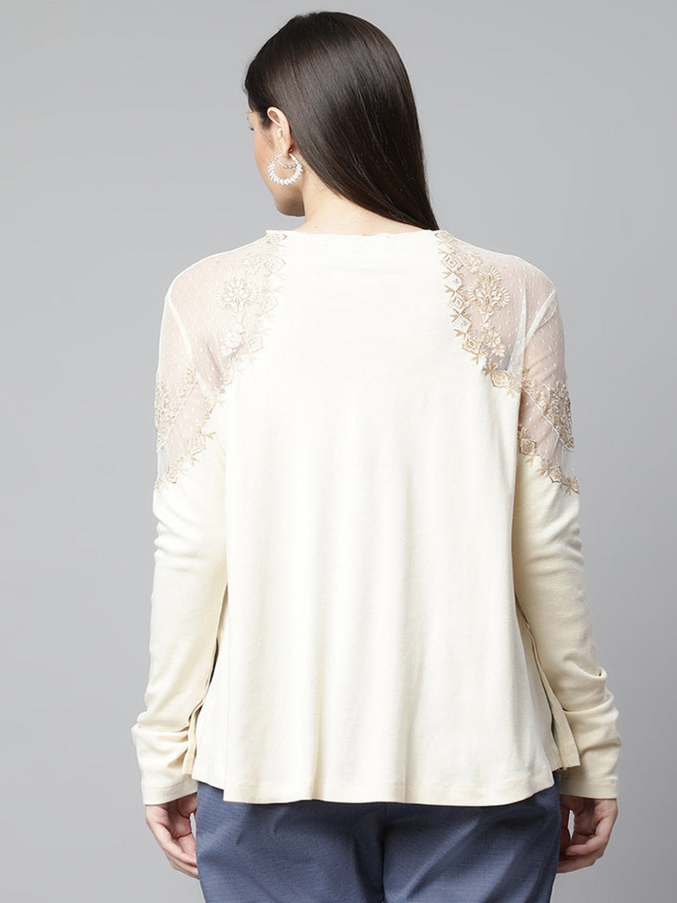 Power Mesh Ivory Top