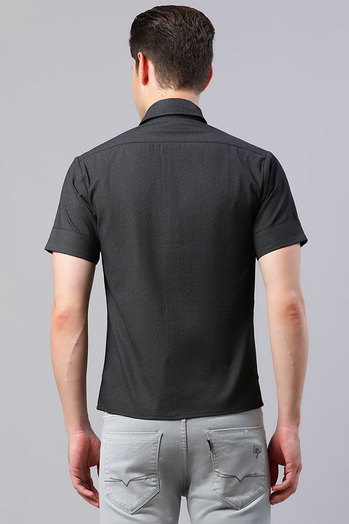 Black Yoke Embroidered Straight Fit Shirt
