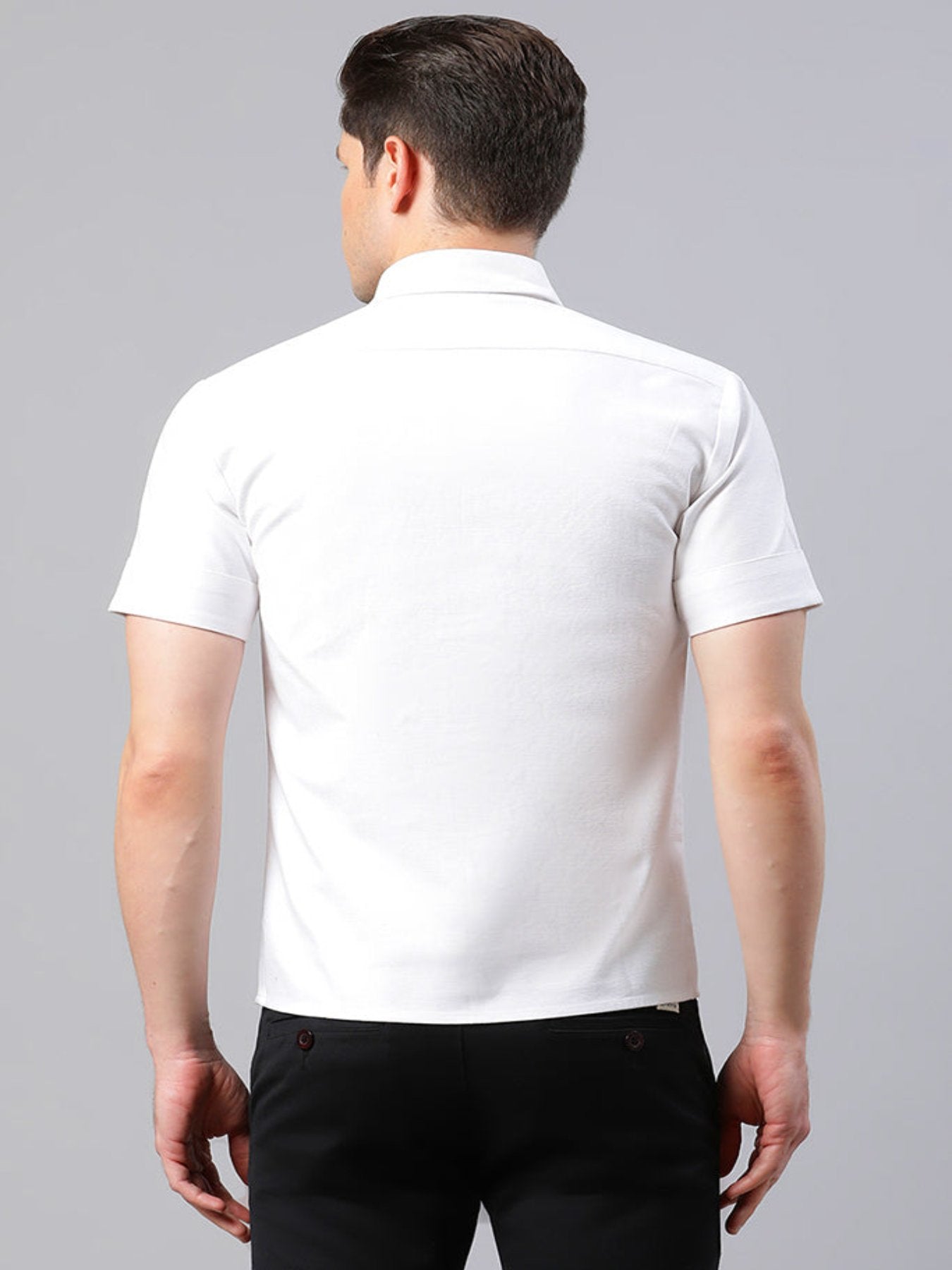 White Yoke Embroidered Straight Fit Shirt