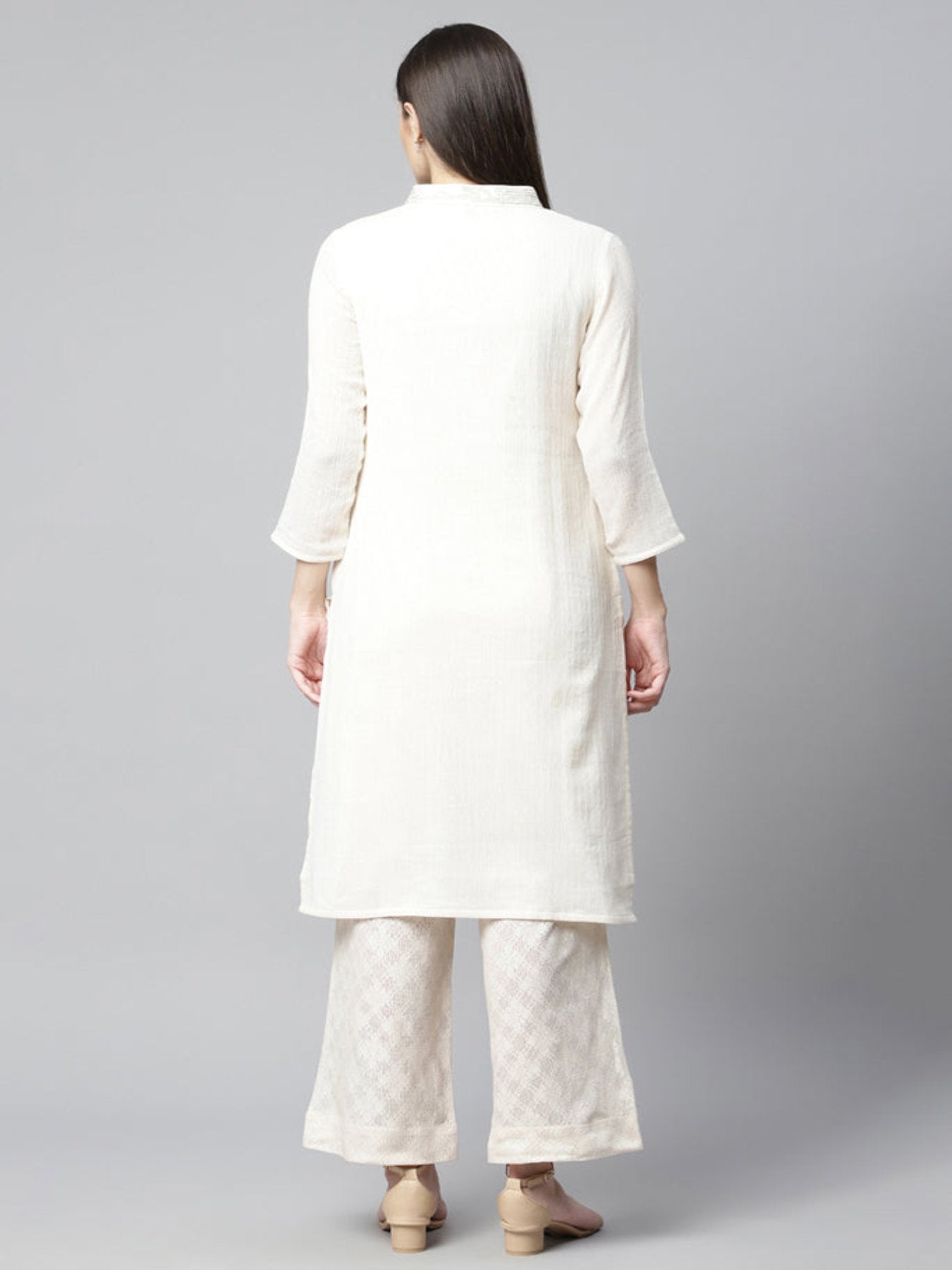 Ivory Sequins Embroidered Kurta Set