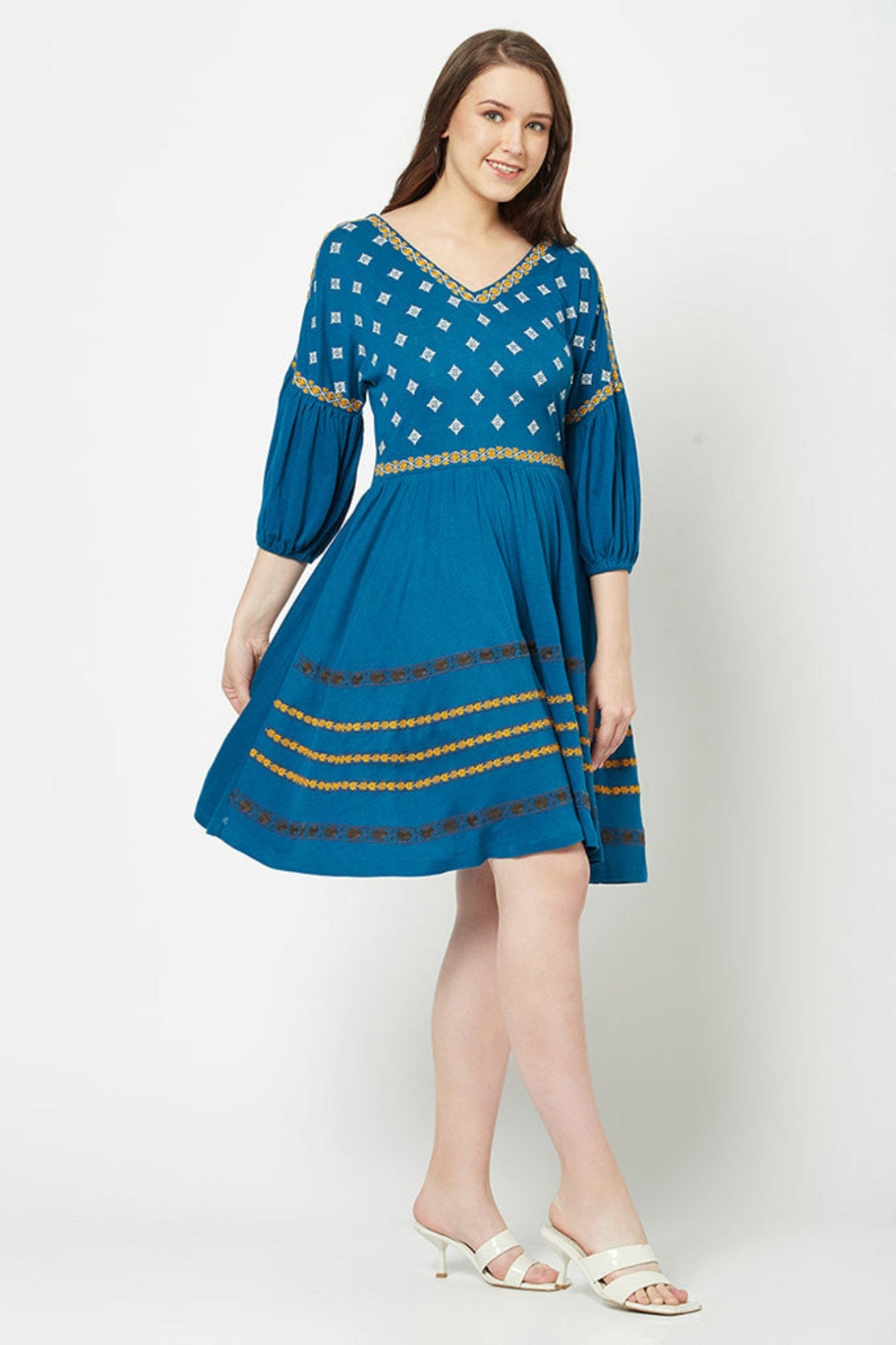 Blue Embroidered Dress