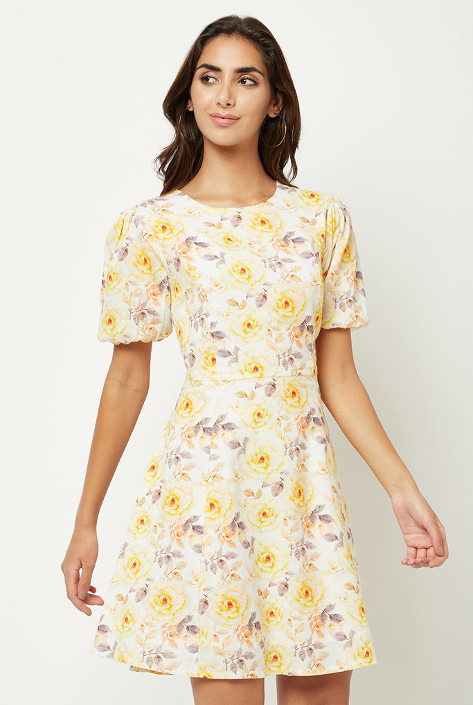Blossoming  linen mini dress