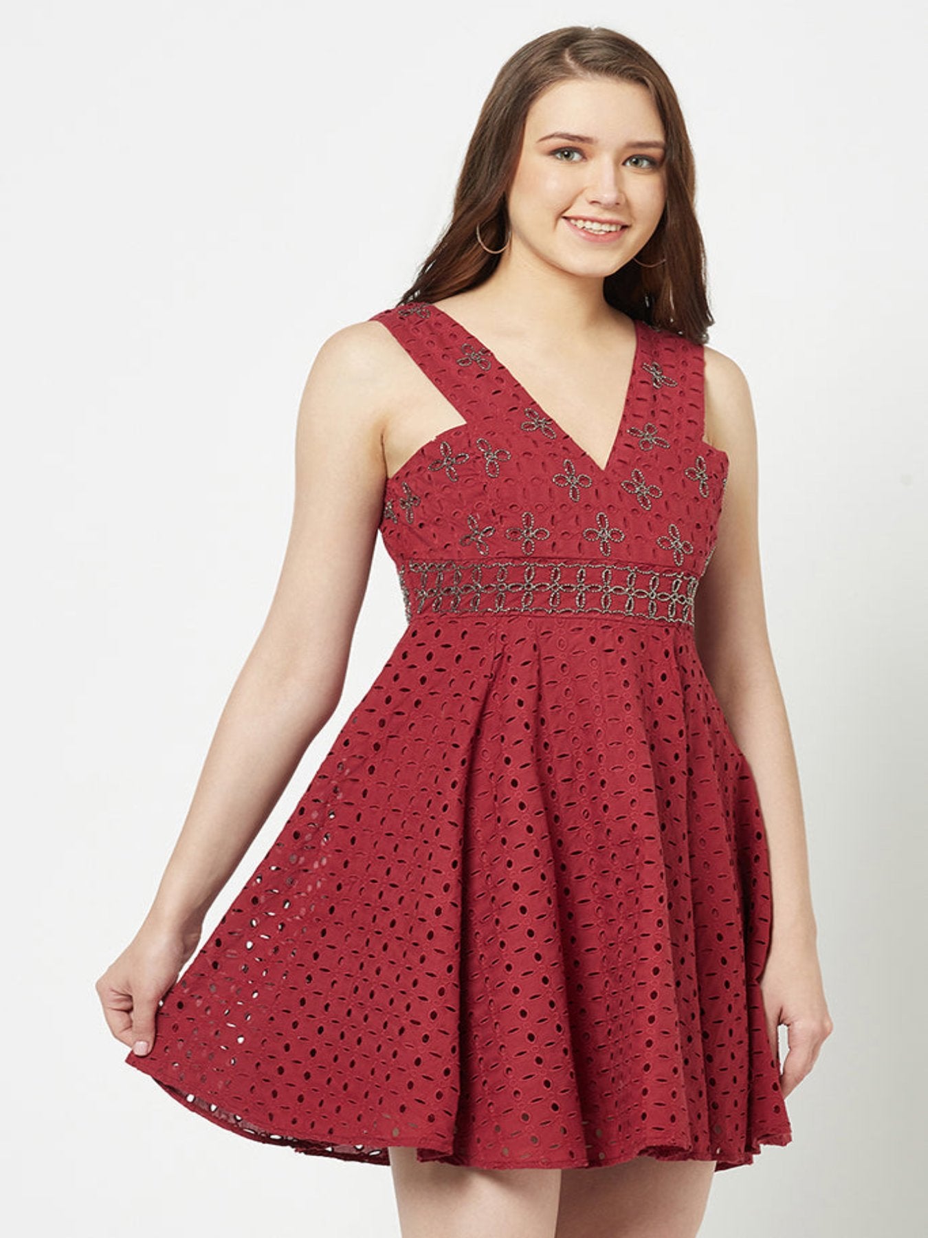 Red Schiffli Dress