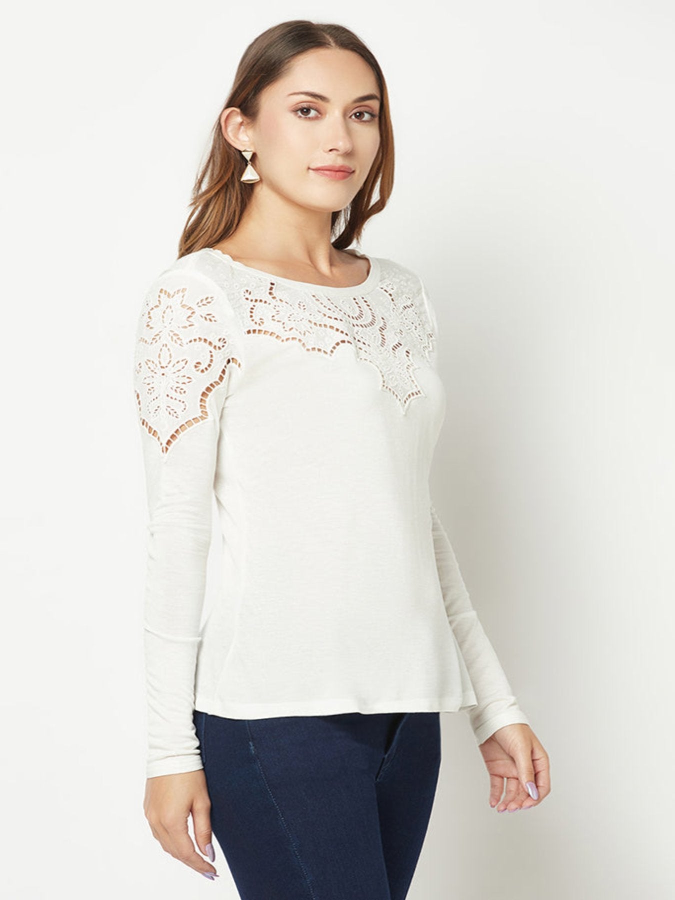 White Embroidered Top