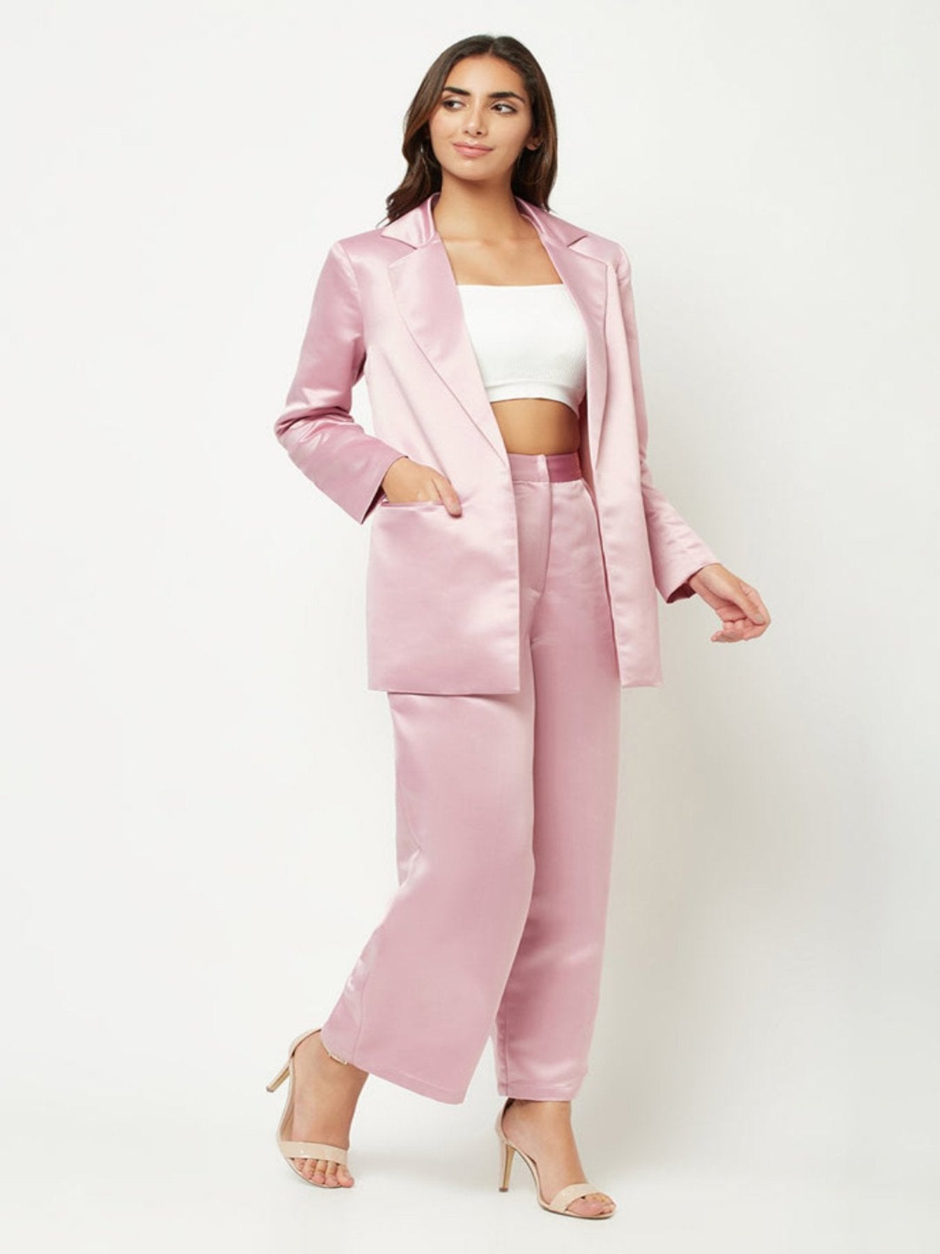 Pink Satin Powersuit