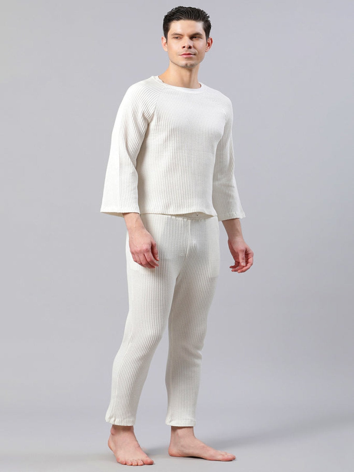 Men Solid White Regular Fit Loungewear