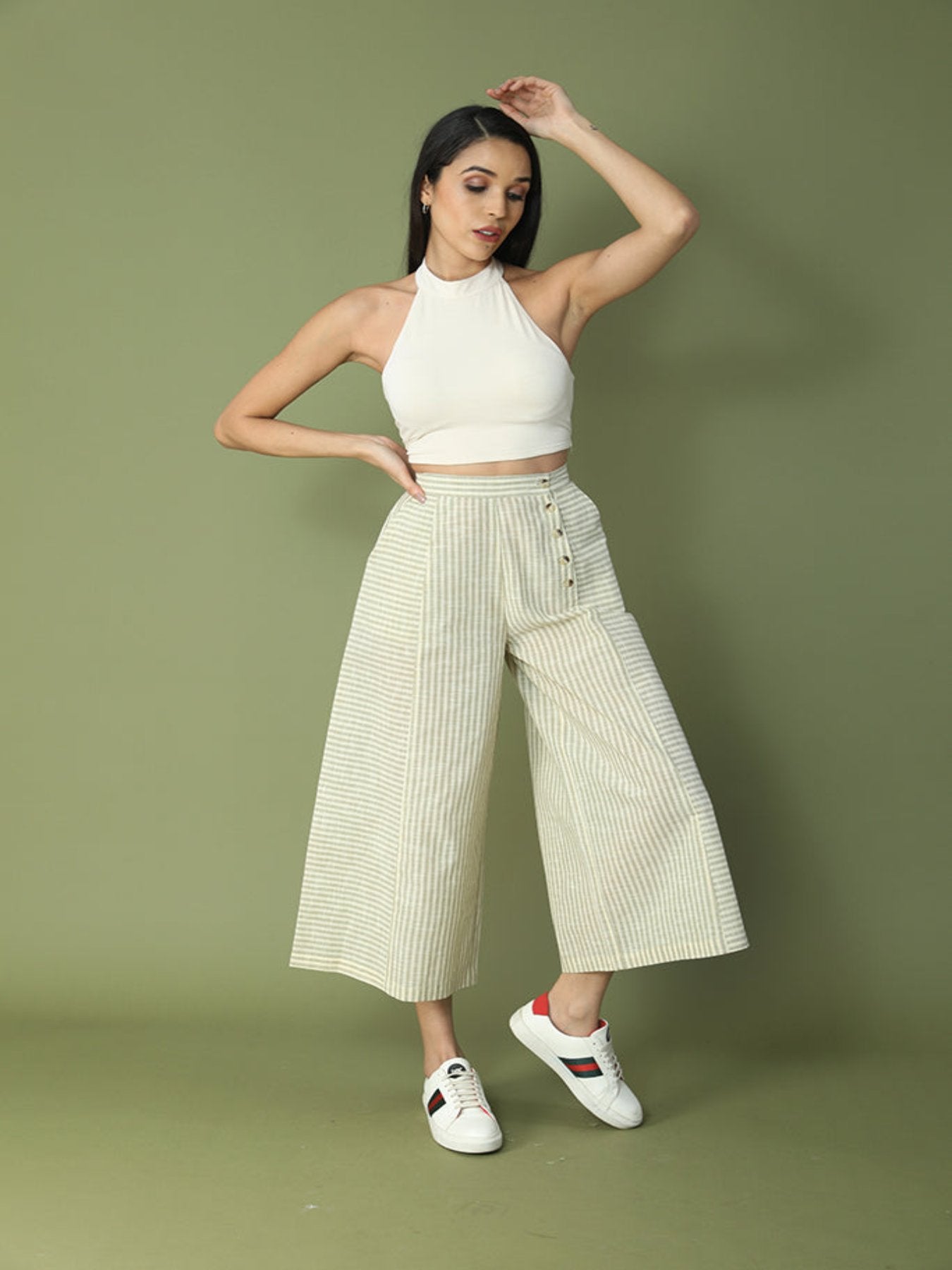 Striped n Snazzy Halter Neck Culotte Set