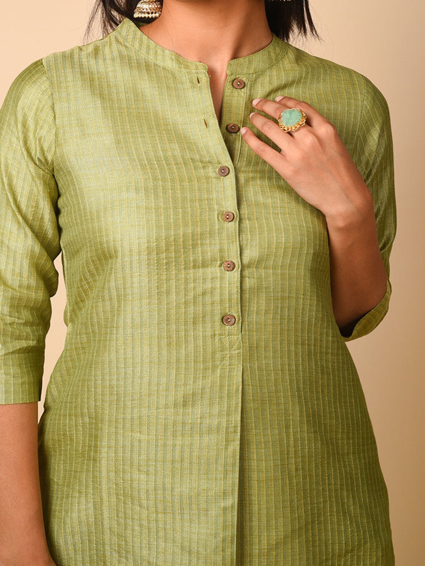 Sleek Green High-Low Kurta Set