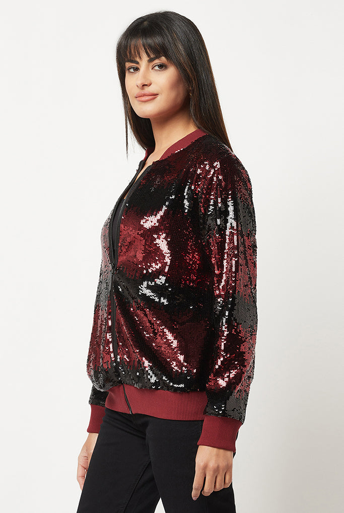 Red And Black Sequins Jacket