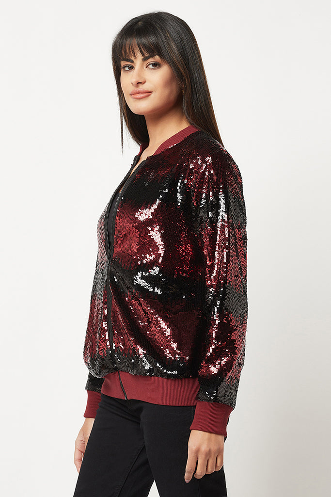 Red And Black Sequins Jacket