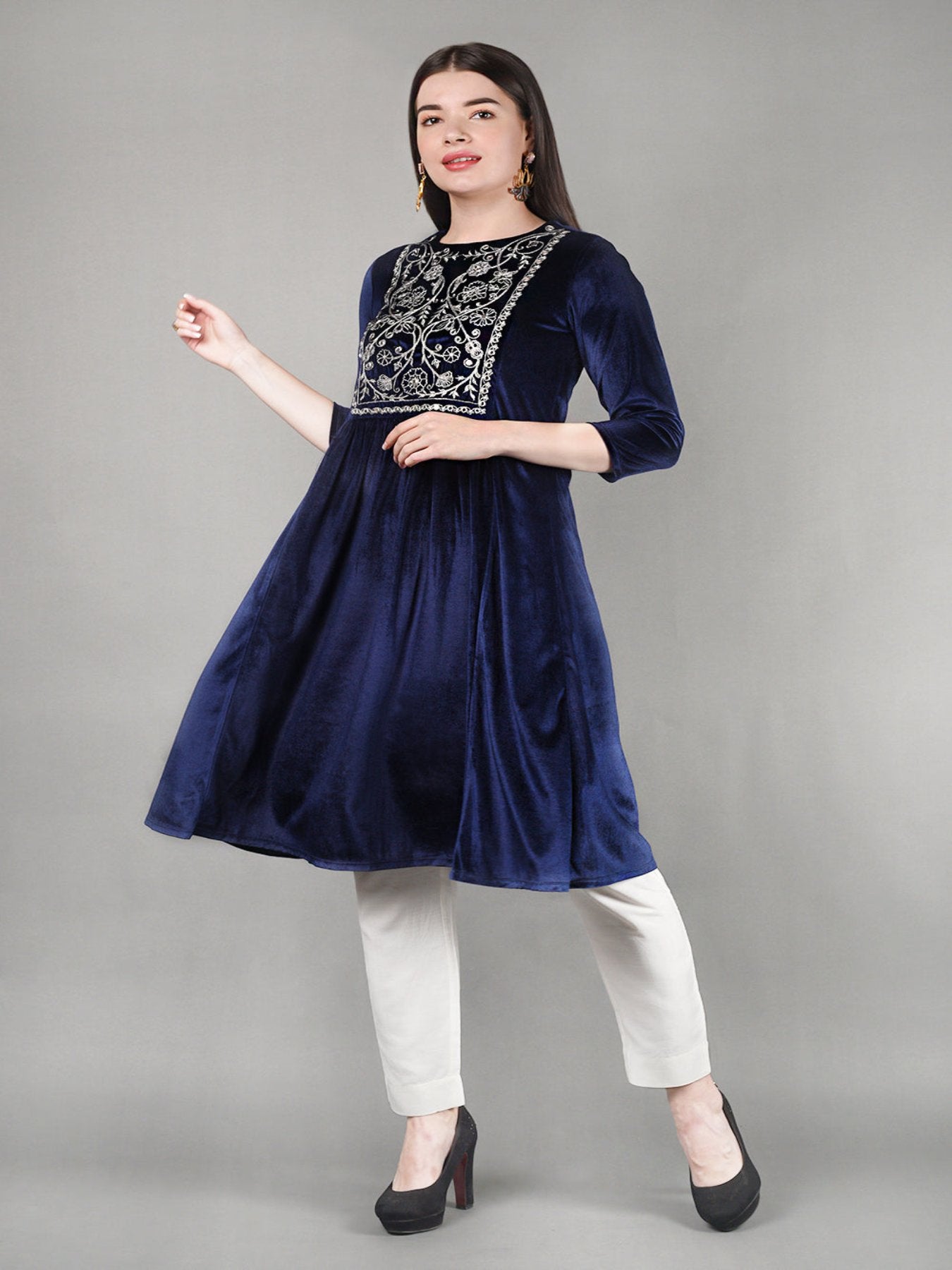 Royal Blue Velvet Kurta