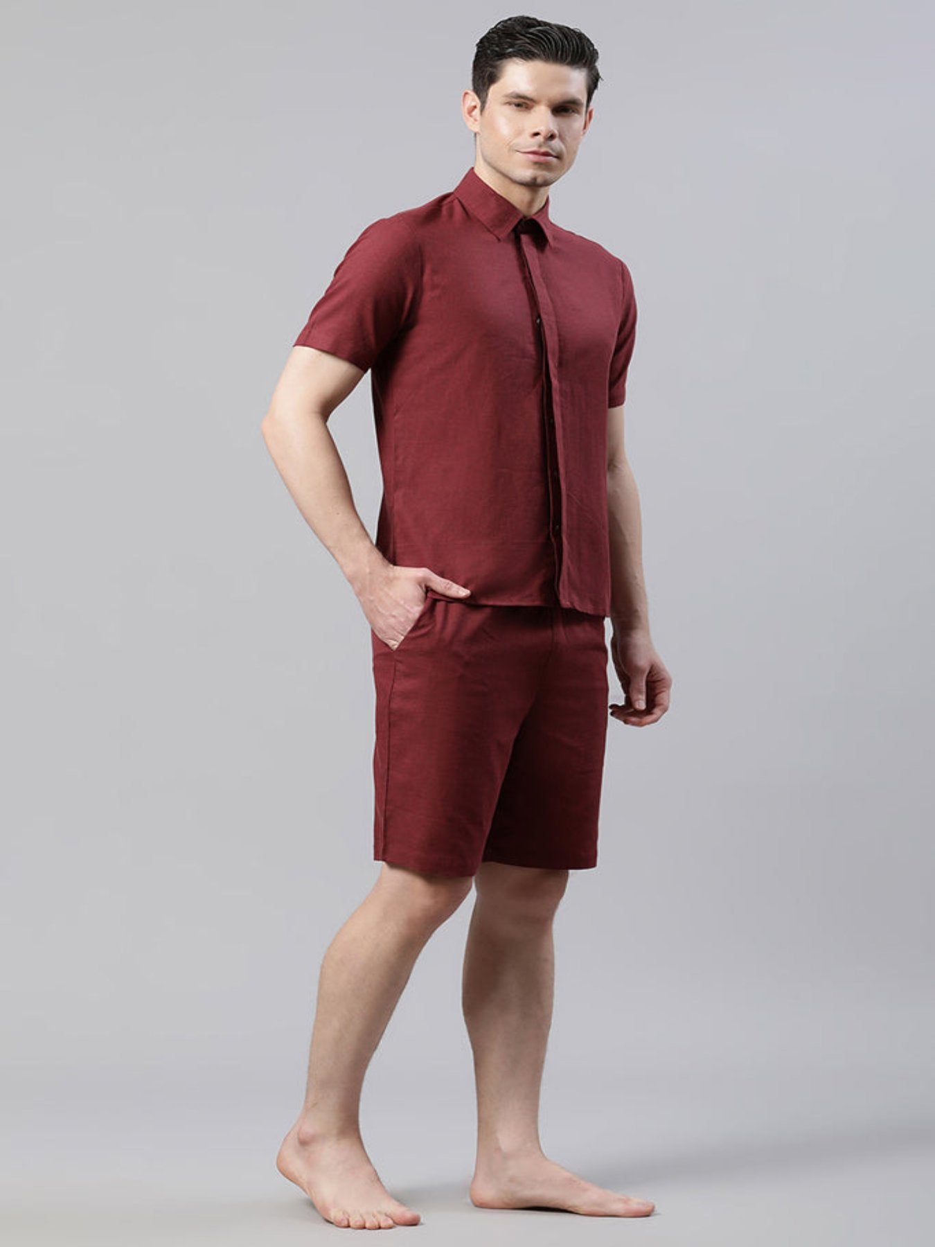 Maroon Solid Loungewear Set