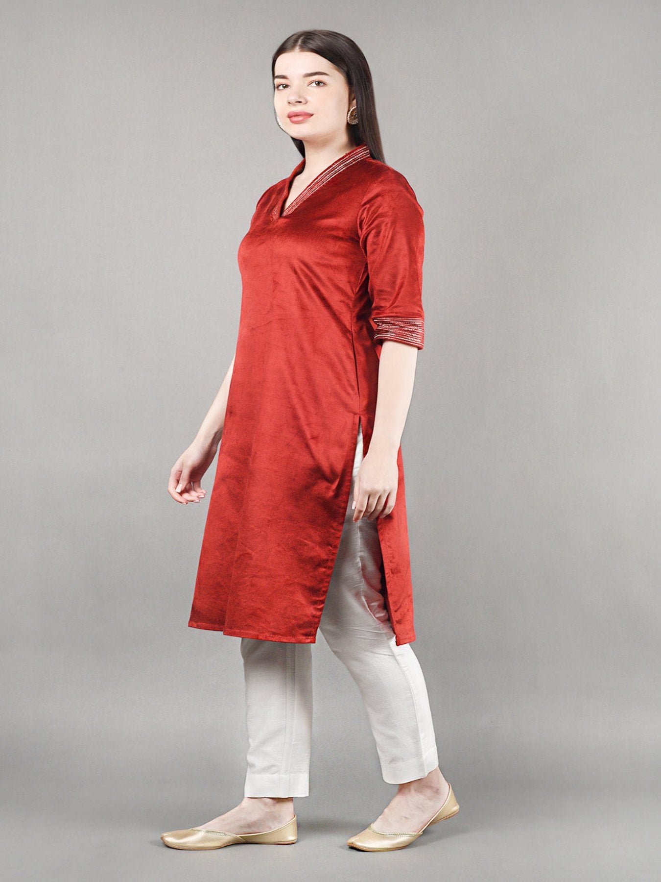 Linear Velvet Kurta